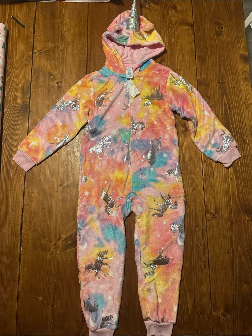 The Children's Place Multicolor Unicorn Hooded Fleece One-Piece
